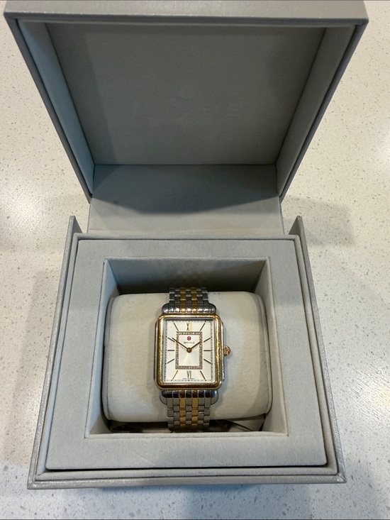 Michele Accessories - Michele Two-Tone Rectangular Bracelet Watch - Gold & Silver